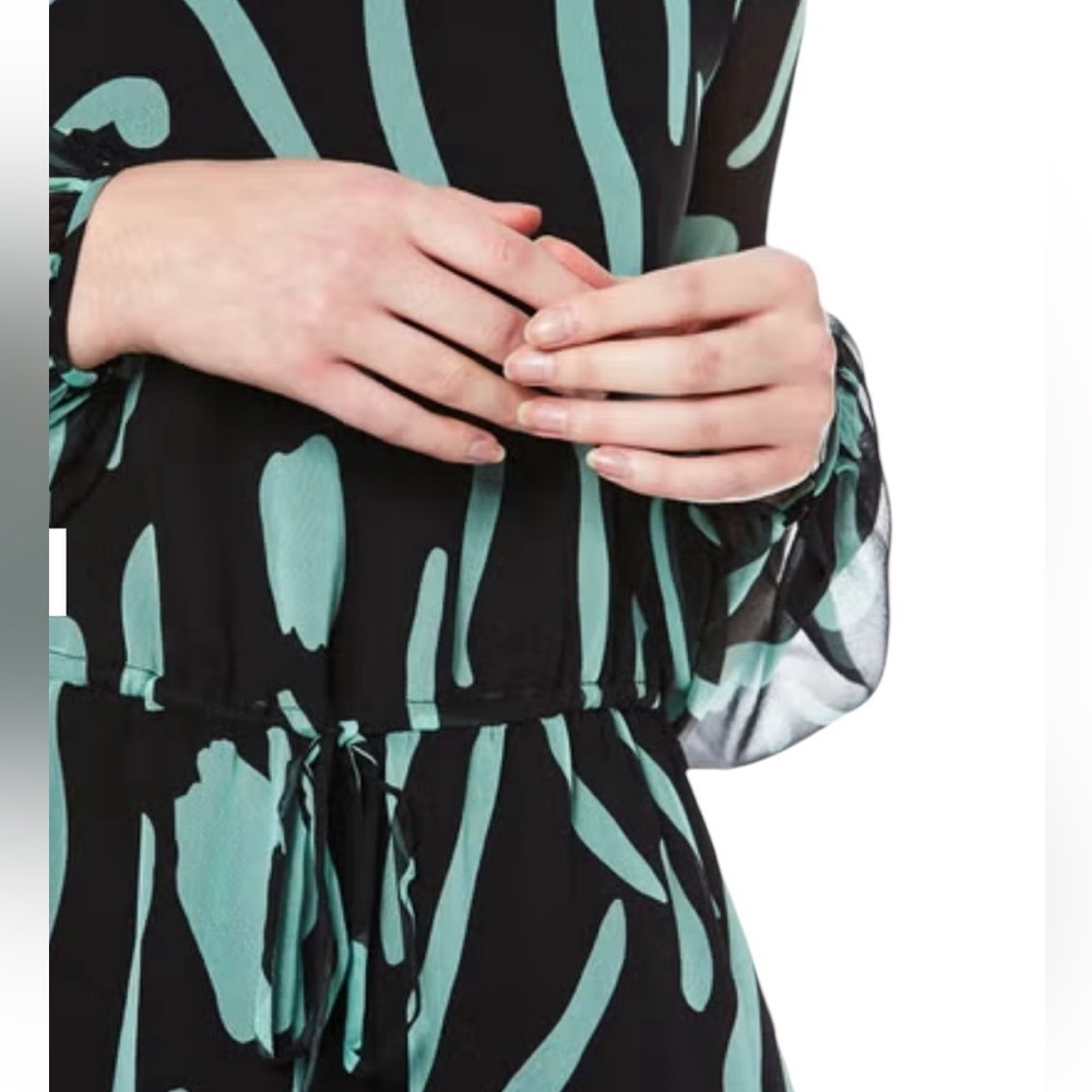 Diane Von Furstenberg Silk Mini Dress 6 Drawstring Waist Lined FLAW - Picture 4 of 13